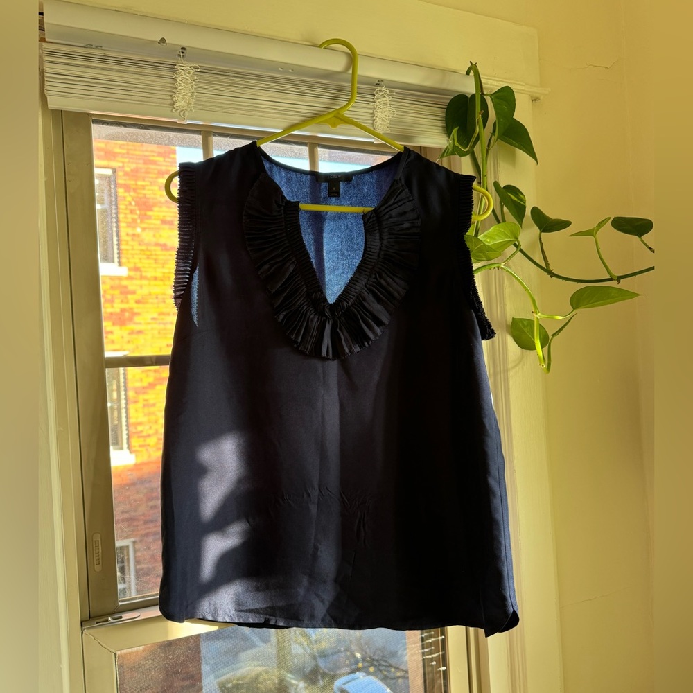 J Crew Navy Blue Silk Tank Top Sz Small